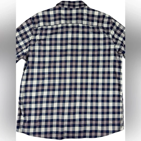 Johnston & Murphy Men’s Long Sleeve Button Down Navy Brown Plaid Mens XL - Picture 9 of 10